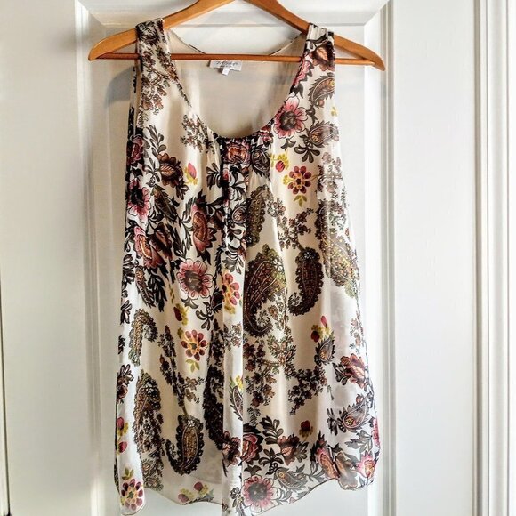 H Trend Italian Silk Print Sleeveless Top - Picture 1 of 4